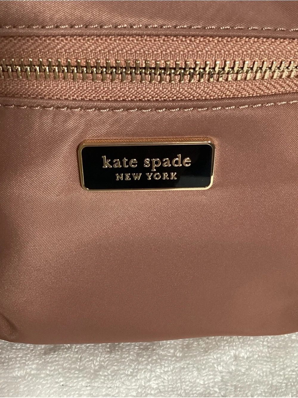 Kate Spade Dawn Nylon Rose Pink Fanny Pack Waist Bag Black Leather Belt EUC